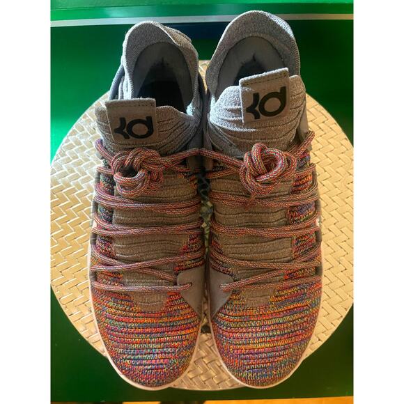 Nike KD 10 Multi-Color Grey Men's 9 Basketball 2017 Super Clean - Picture 1 of 4